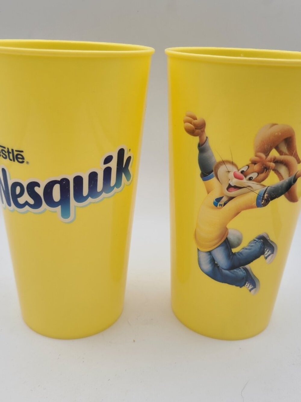 Nesquik Bunny Plastic Cups VTG Promotional Set – Bright Yellow Display Collecti